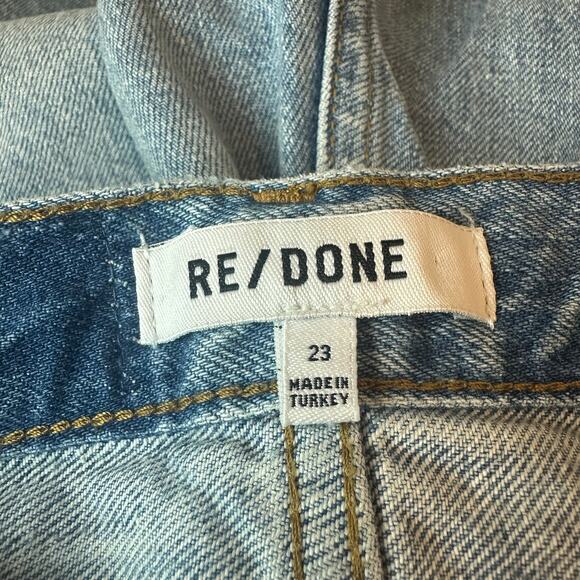 REDONE 70s Ultra High Rise Stove Pipe in Worn Blue Wash Button Fly sz 23 EUC - Picture 8 of 11